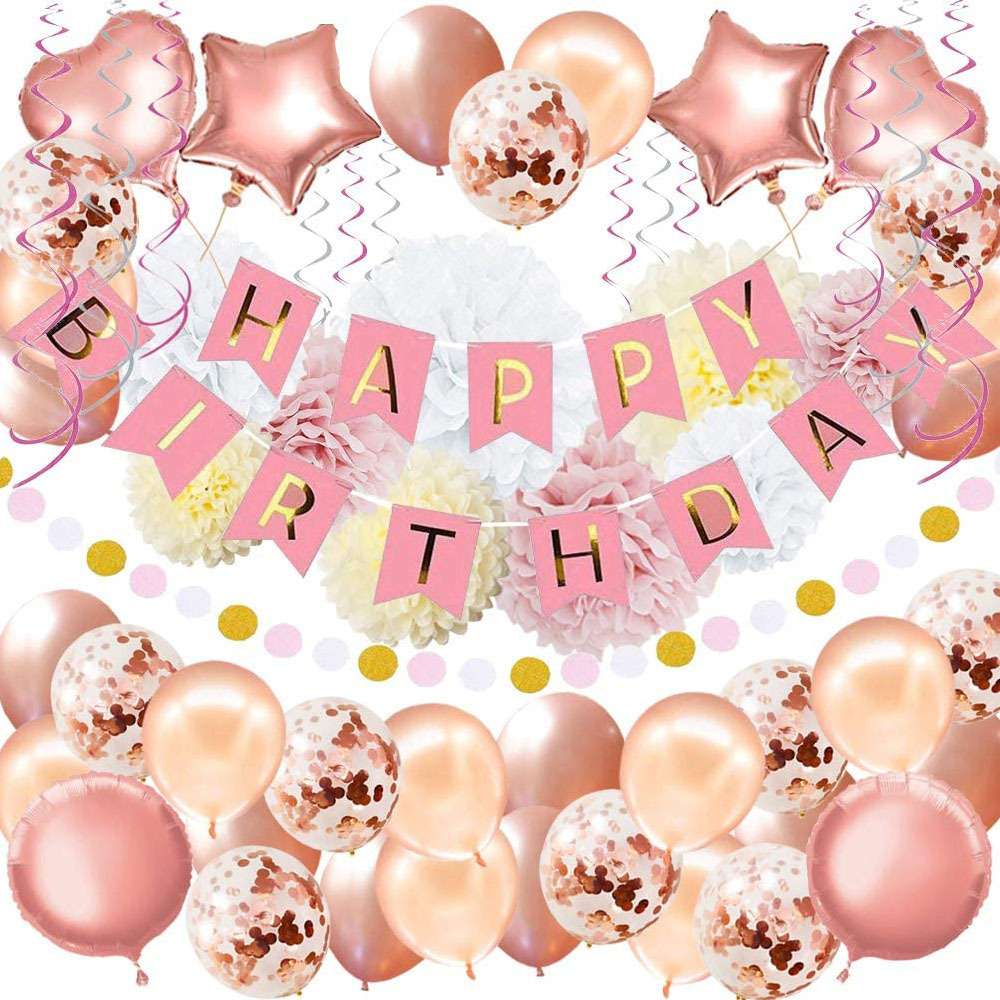 Happy Birthday Party Decoration Banner Bunting Balloons Background