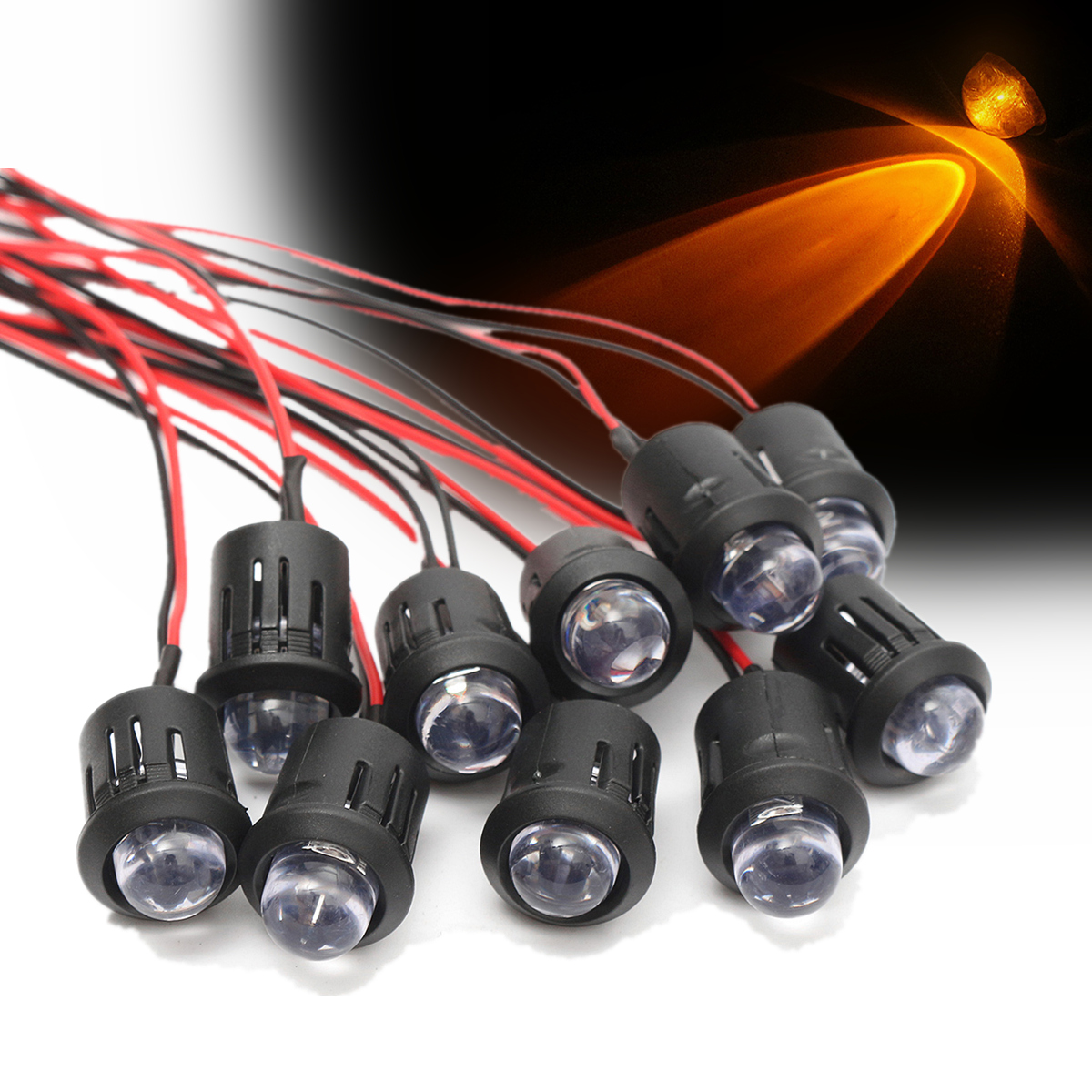 10Pcs 12V 10mm Ultra Bright Pre-wired Constant LEDs Water Clear LED 17