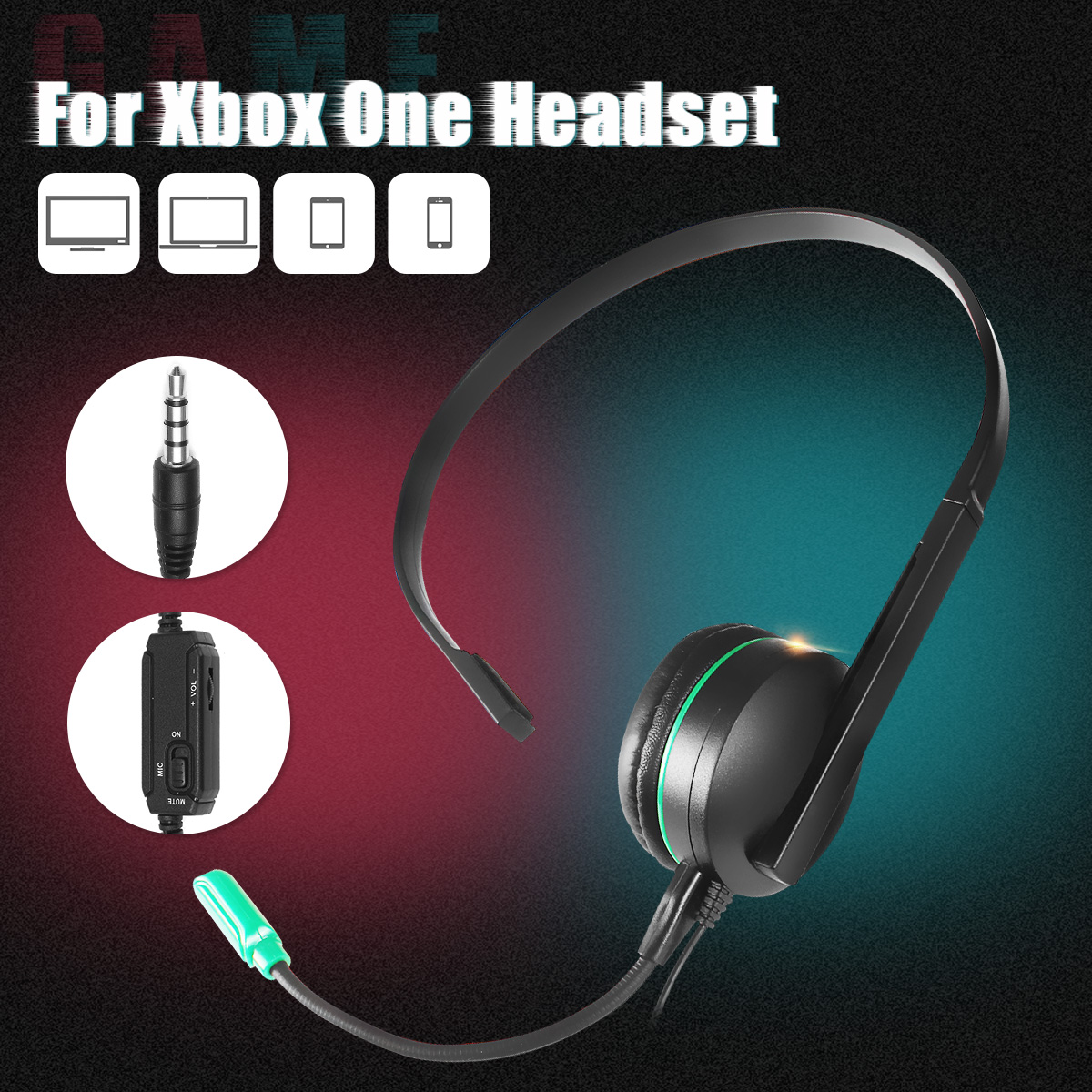 Wired Chat Gaming One Side Headset Headphone with Microphone For PS4 Xbox ONE 9