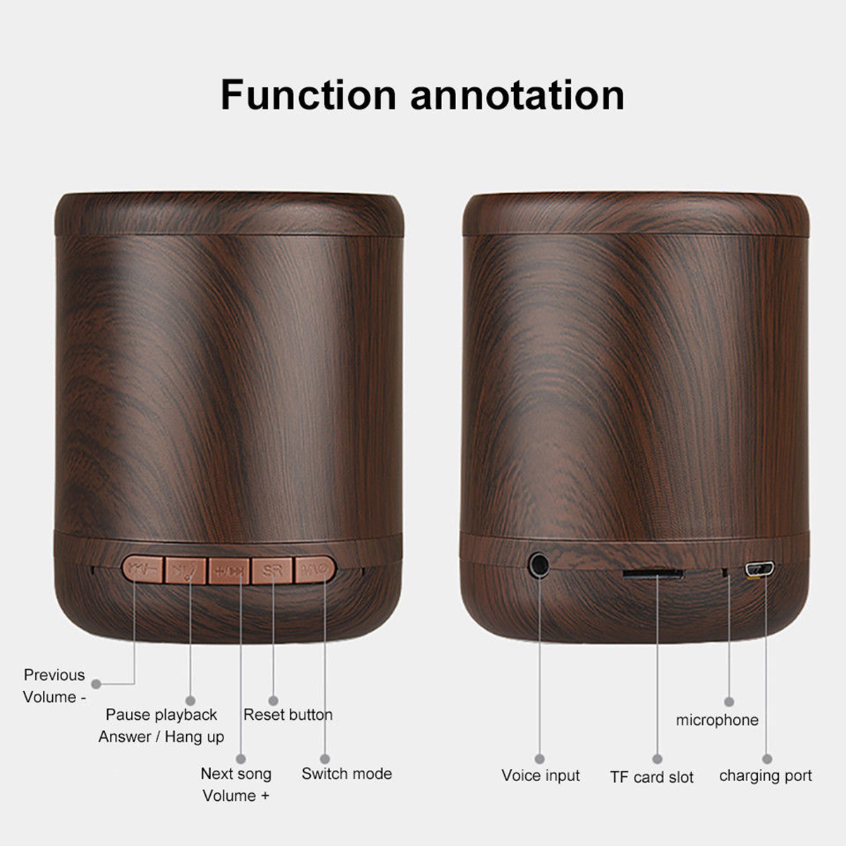 Mini Portable Wireless Bluetooth Speaker Wooden 3D Stereo TF Card Hands Free Aux-in Subwoofer 39