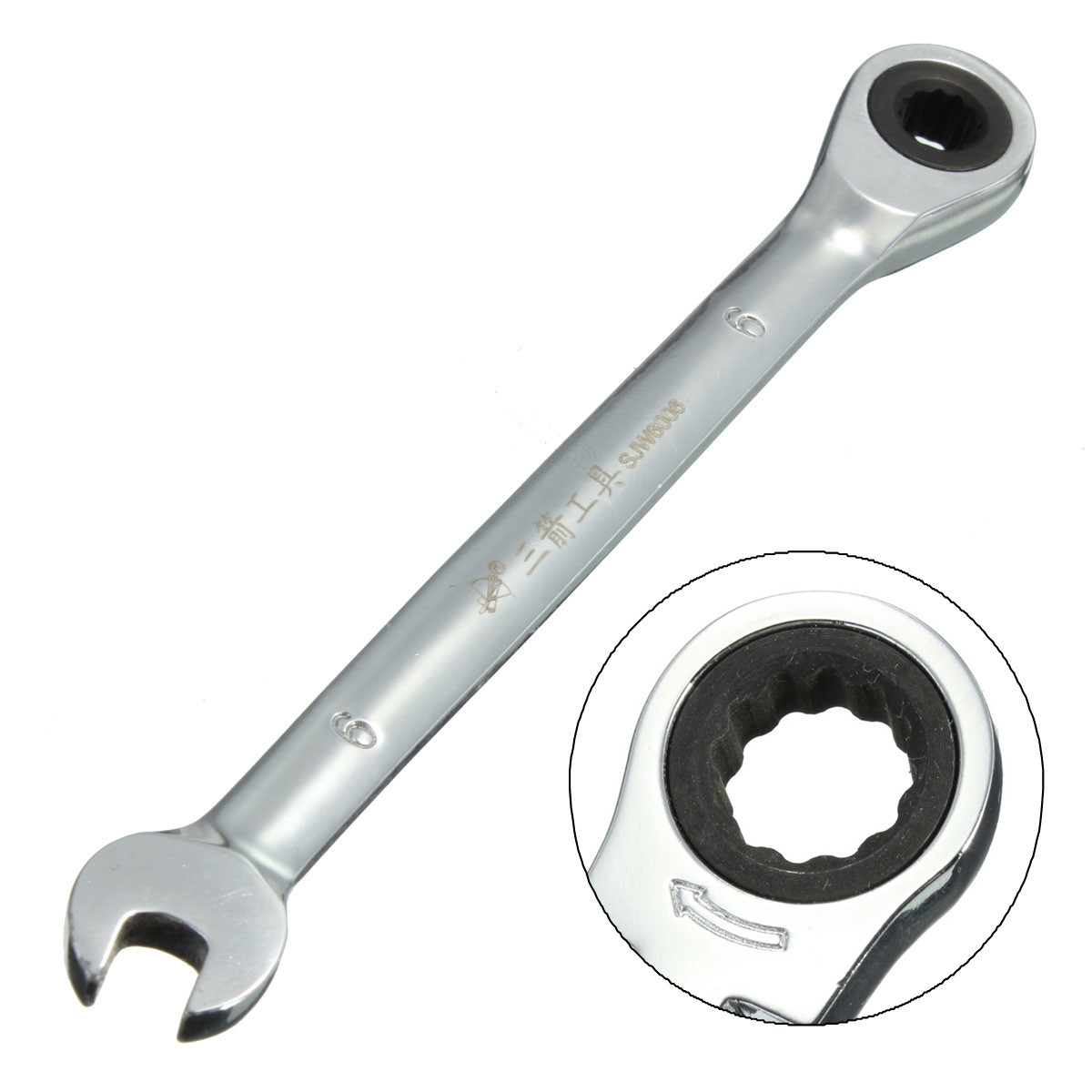 DANIU 6pcs a Set 6mm-12mm Flexible Pivoting Head Ratchet Combination Spanner Wrench Garage Metric Tool 10