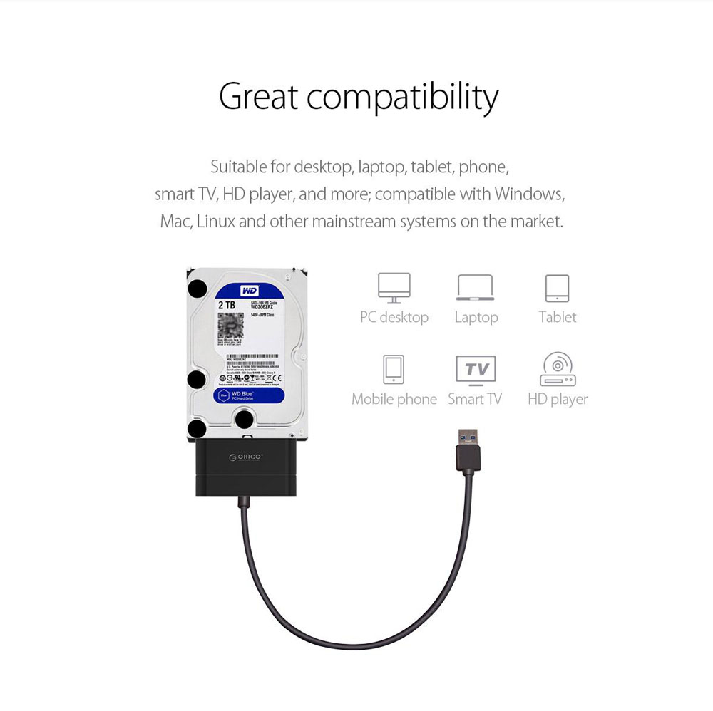 Orico 20UTS USB 3.0 SATA Ⅲ 6Gbps UASP 2.5inch HDD SSD External Hard Drive Adapter Converter Cable 13