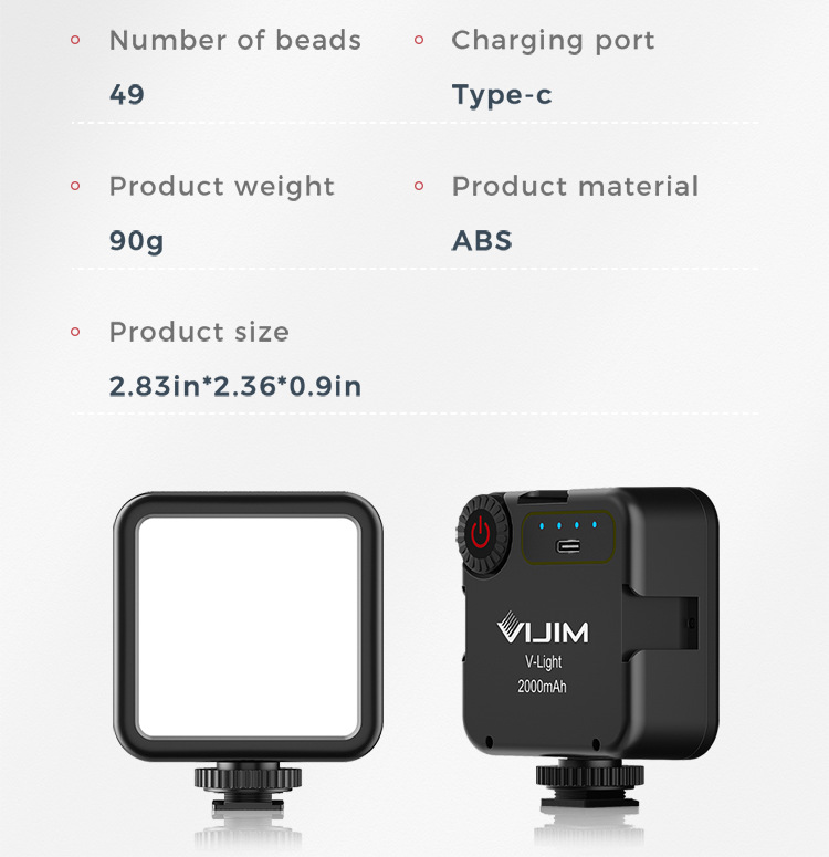 Ulanzi VIJIM V-Light Mini Portable LED Soft Light Fill Light Bulit-in 2000mAh LiPo Battery For Camera Vlog