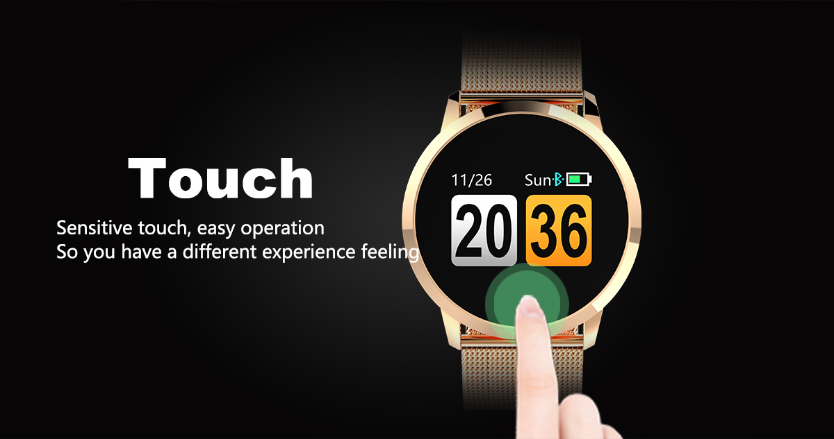 [New Color Updated] Newwear Q8 Stainless Steel 0.95 inch OLED Color Screen Blood Pressure Heart Rate Smart Watch 50