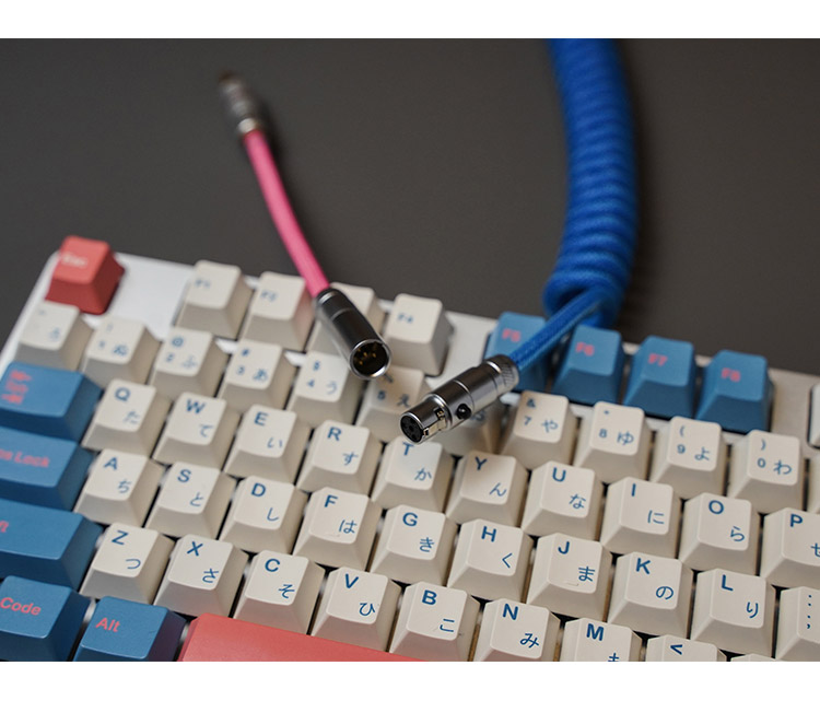 MechZone Handmade Coiled Cable Keyboard Coil Type-C Mini USB DIY Coiled Cable Data Cable USB C Aviation Connector for Mechanical Keyboard