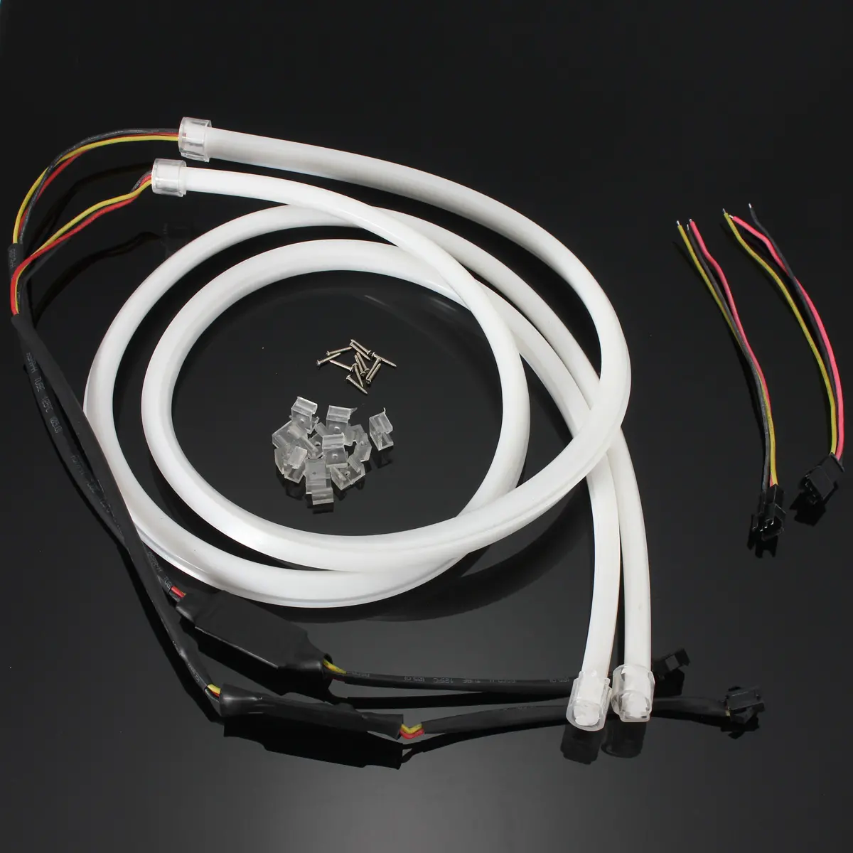 Pair 85cm LED Flexible Soft Tube Guide Car Strip White DRL&Amber Turn Signal Light