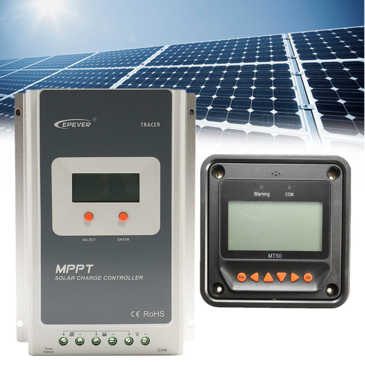 

EPEVER MT50 Дистанционный Измеритель + MPPT 12 / 24V 20A LCD Солнечная Регулятор заряда