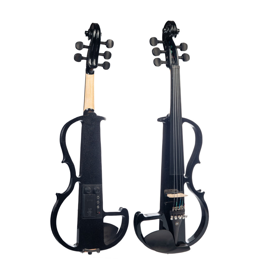 NAOMI Full Size 4/4 Violin Electric Violin Fiddle Maple Body Fingerboard Pegs Chin Rest with Bow Case - Photo: 7