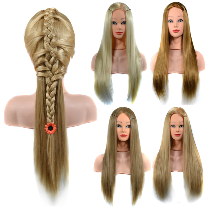 Hair Training Mannequin Head High Temperature Fiber Salon Model With Clamp Practice Braided Hair