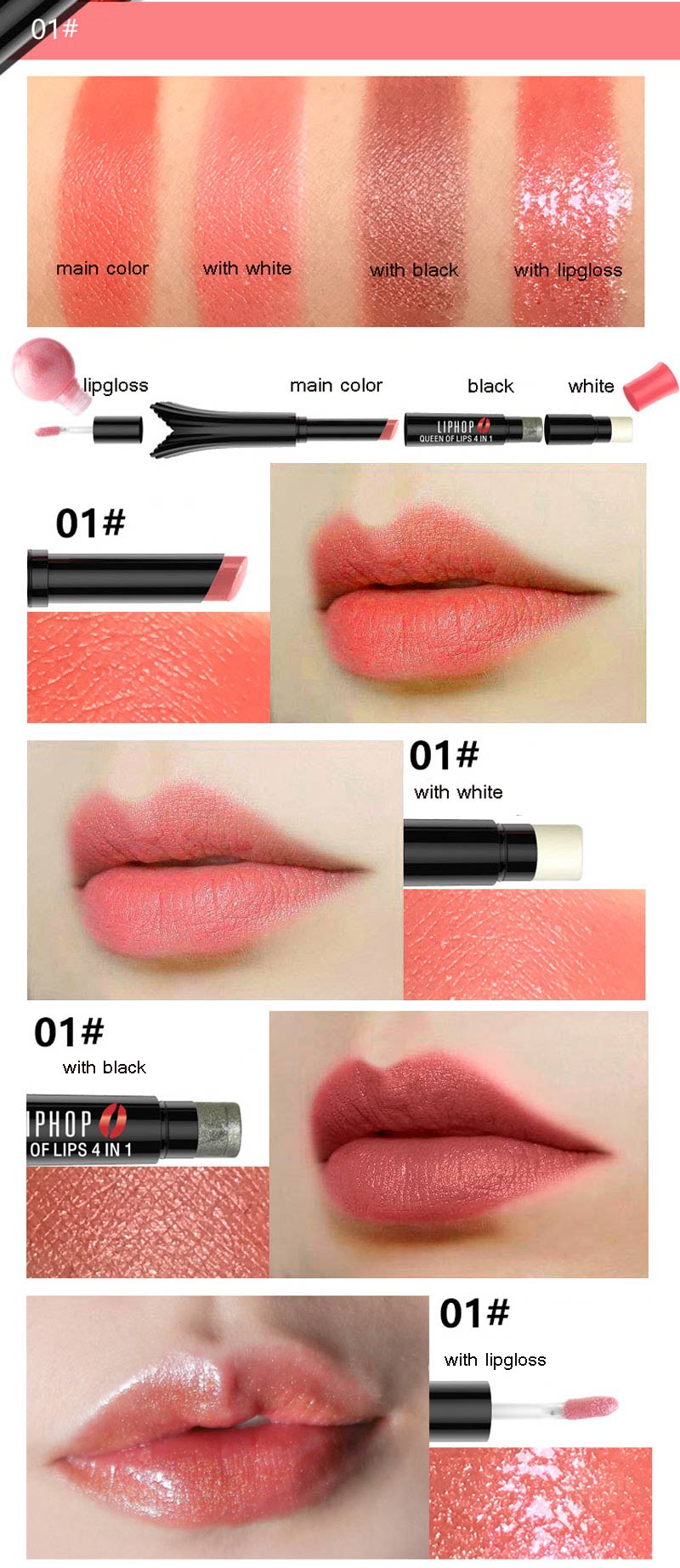 4 Color Lipstick Makeup Lip