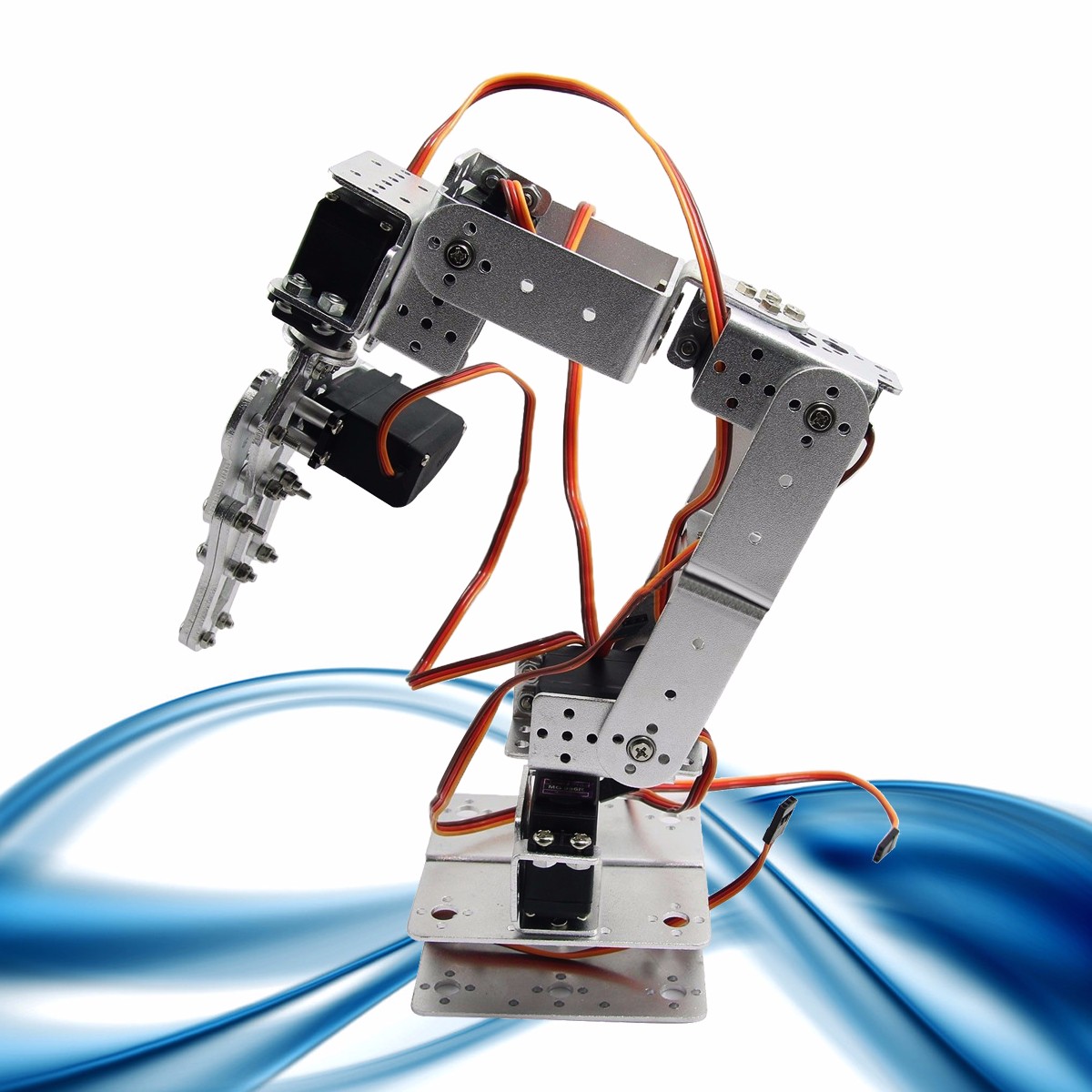 ROT2U 6DOF Aluminium Robot Arm Clamp Claw Mount Kit With Servos For Arduino-Silver