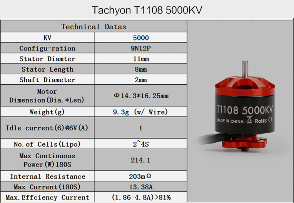 IFlight Tachyon T1108 5000KV/6000KV Micro Brushless Motor for RC Drone FPV Racing Multi Rotor - Photo: 8