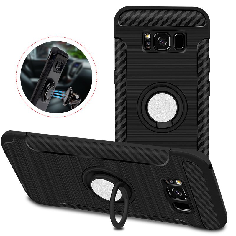 

Rotating Ring Grip Holder Carbon Fiber Texture Case For Samsung Galaxy S8