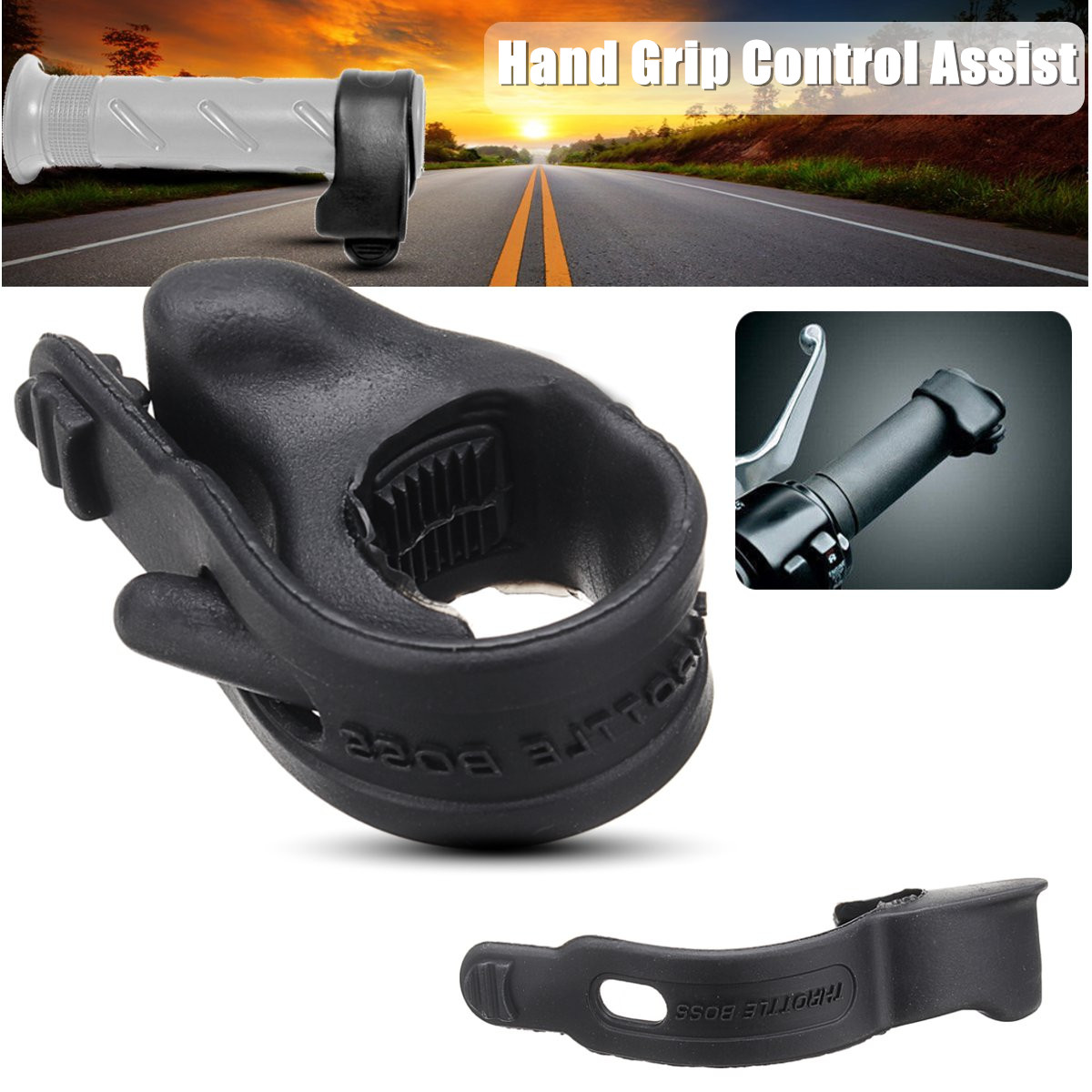 Motorcycle Rubber Throttle Universal Hand Grip Cruise Control Assist Rocker