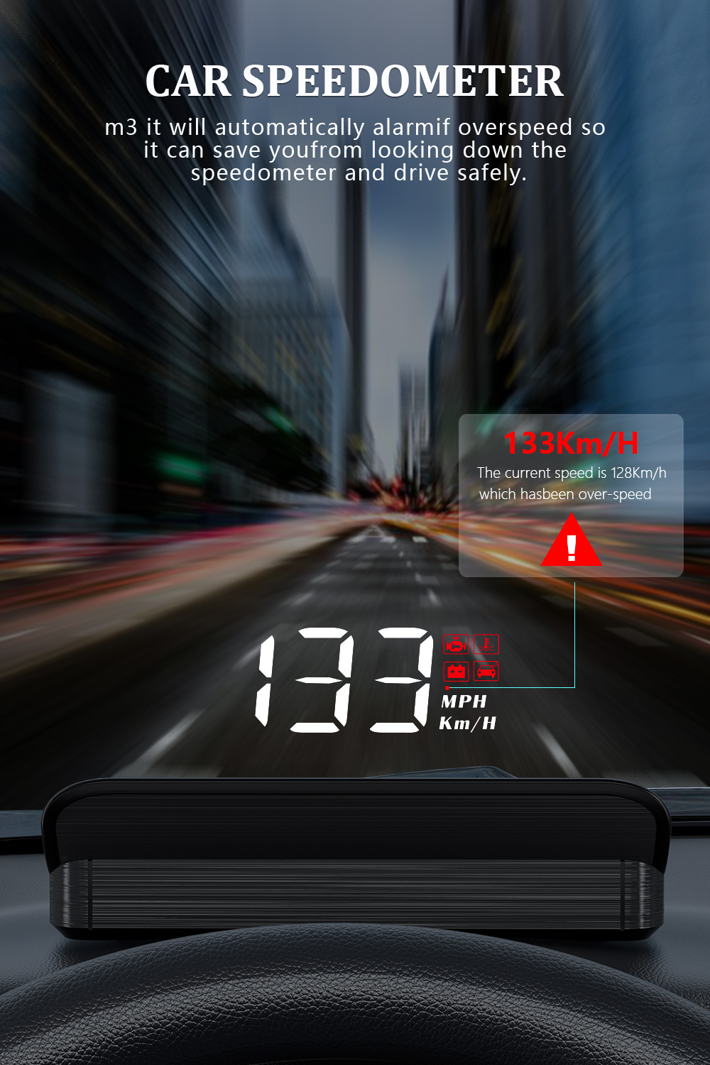 GEYIREN M3 Car OBD2 Head-Up Display Auto Electronics HUD Projector Display Digital Speedometer Accessories For All Car