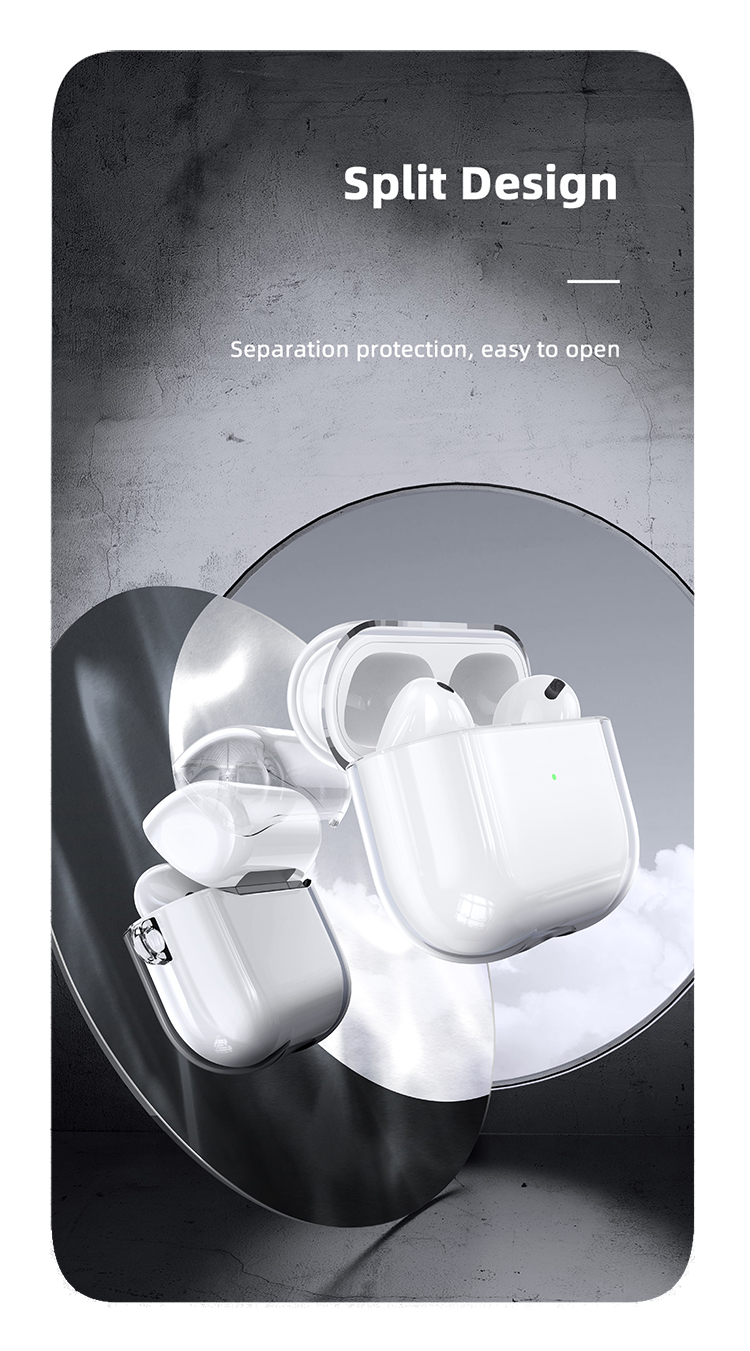 USAMS Ultra-Thin Transparent Anti-Scratch Non-Yellow TPU Earphone Storage Case with Keychain for Apple Airpods 3