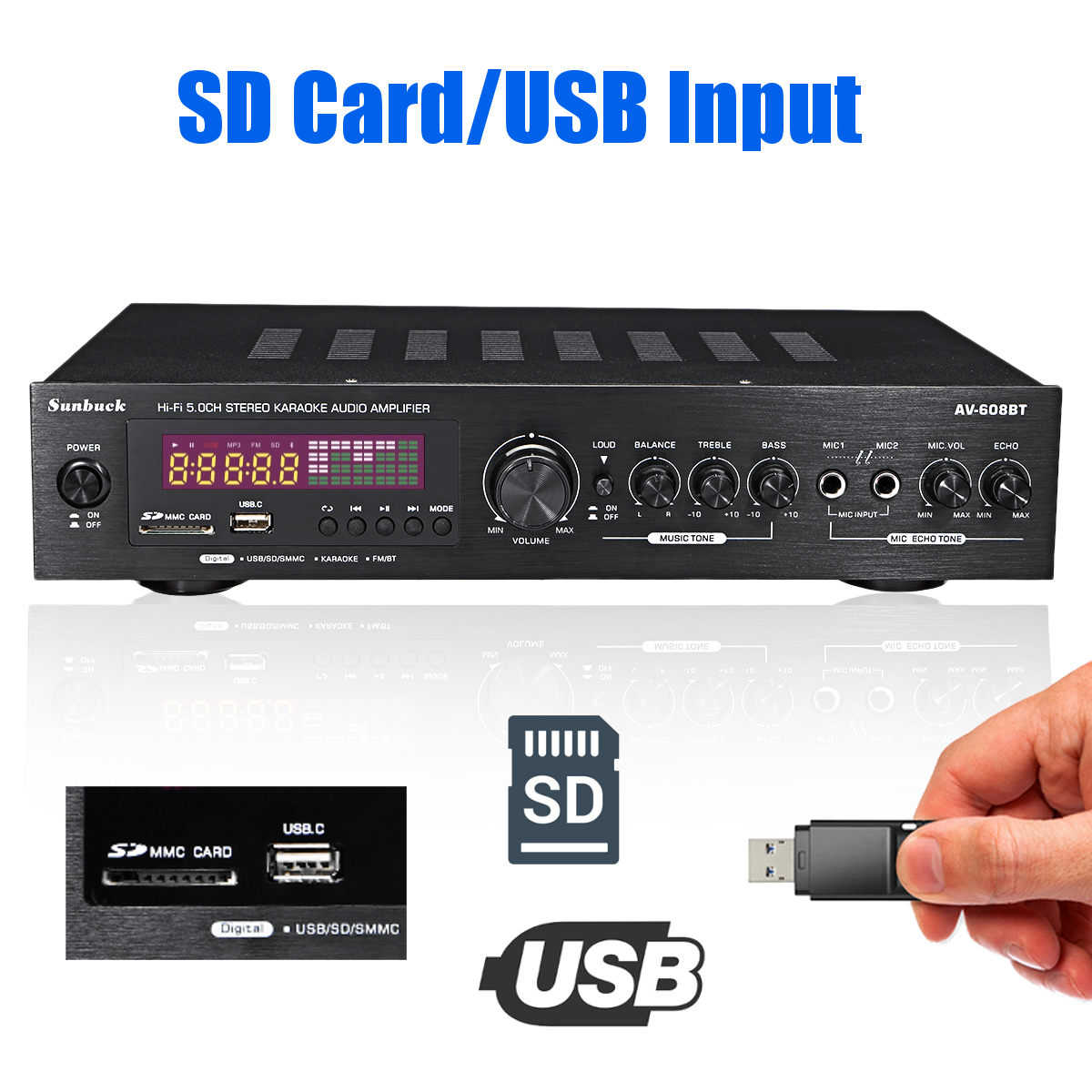 2000W bluetooth 5.0 Audio Amplifier EQ Stereo AMP Car Home 2CH AUX USB FM SD