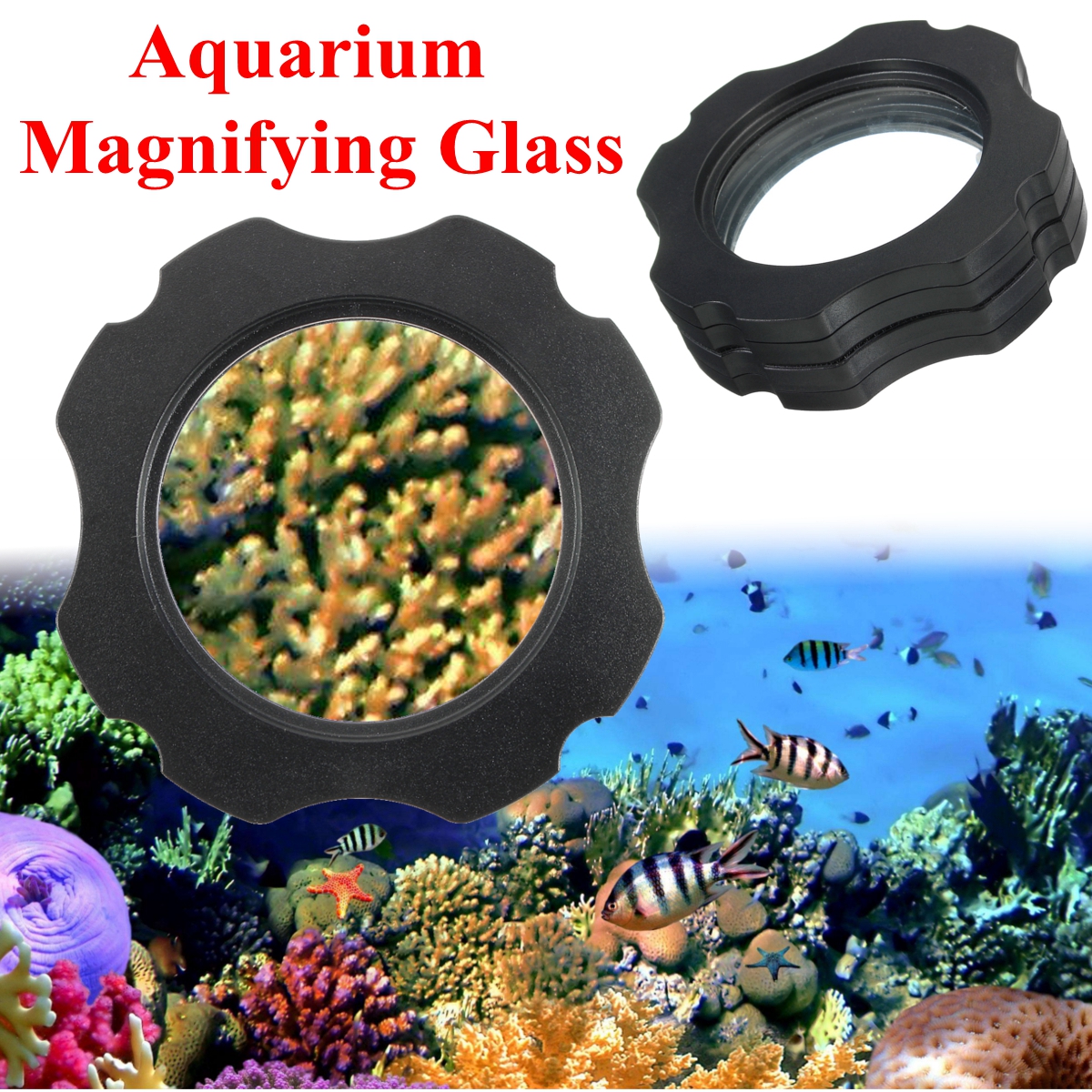 2 in 1 Aquarium Magnifier Magnetic Viewer Fish Tank Magnifying Glass Aquarium Glass Cleaner Ideal for Photography Viewing Coral