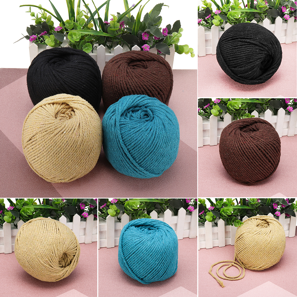 4 Colors 4mm 110m Natural Cotton Twisted Cord Rope Macrame Linen Jute DIY Braided Wire Hand Craft
