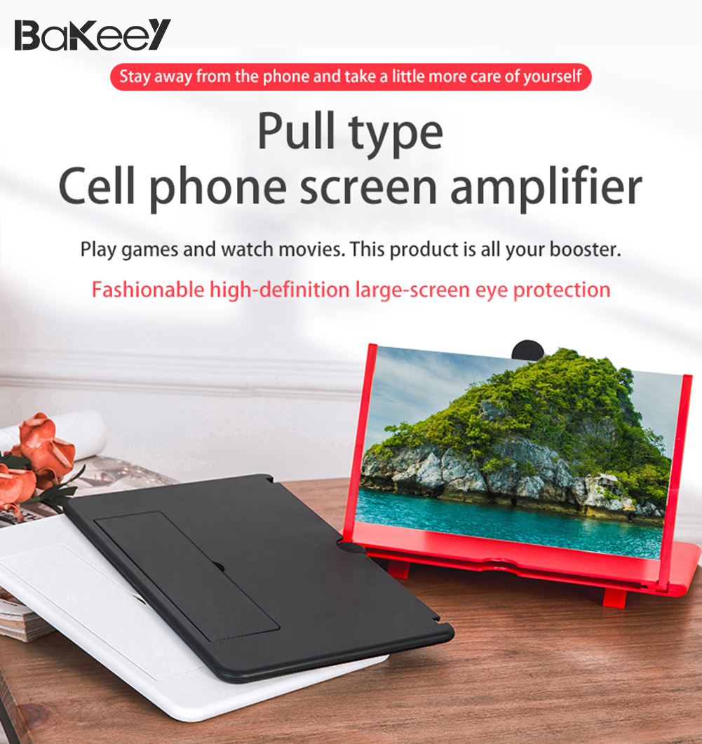 Bakeey 10 inch HD 3D Phone Screen Magnifier Enlarge 3-4 Times Foldable Eye Protect Movie Video Screen Amplifier Lazy Desktop Mounts