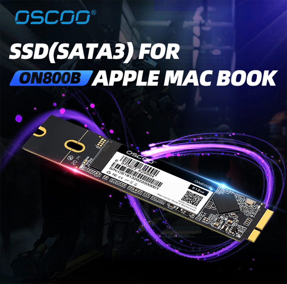 OSCOO ON800B SATA 3 SSD Hrad Disk 128GB/256GB/512GB/1TB 3D Nand Flash Solid State Drive Hard Disk for Macbook Air/Pro A1465 A1466 A1398 A1425