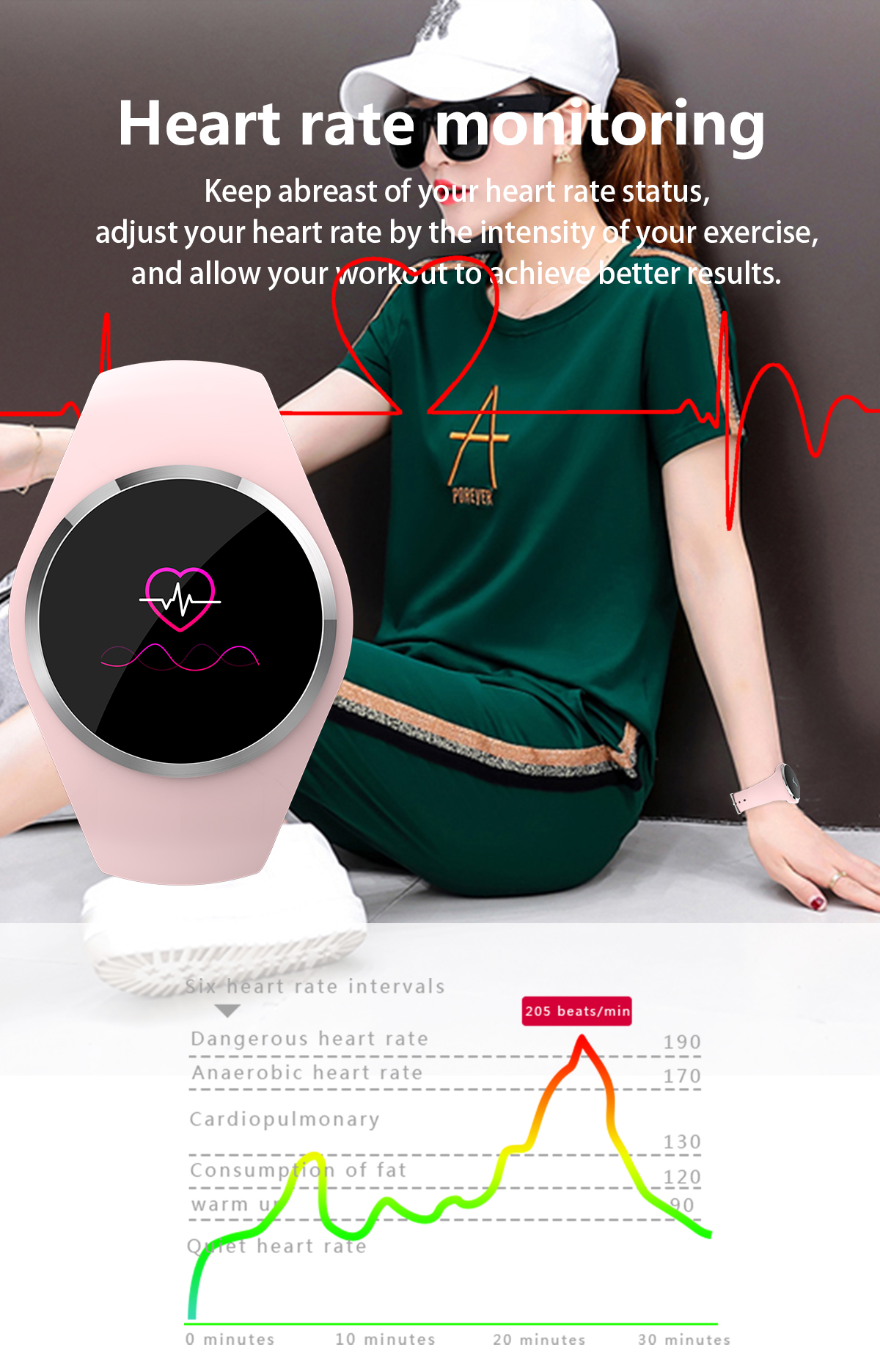 Newwear Q1 1.0inch Blood Pressure Heart Rate Monitor Long Standby Fitness Tracker Smart Wristband