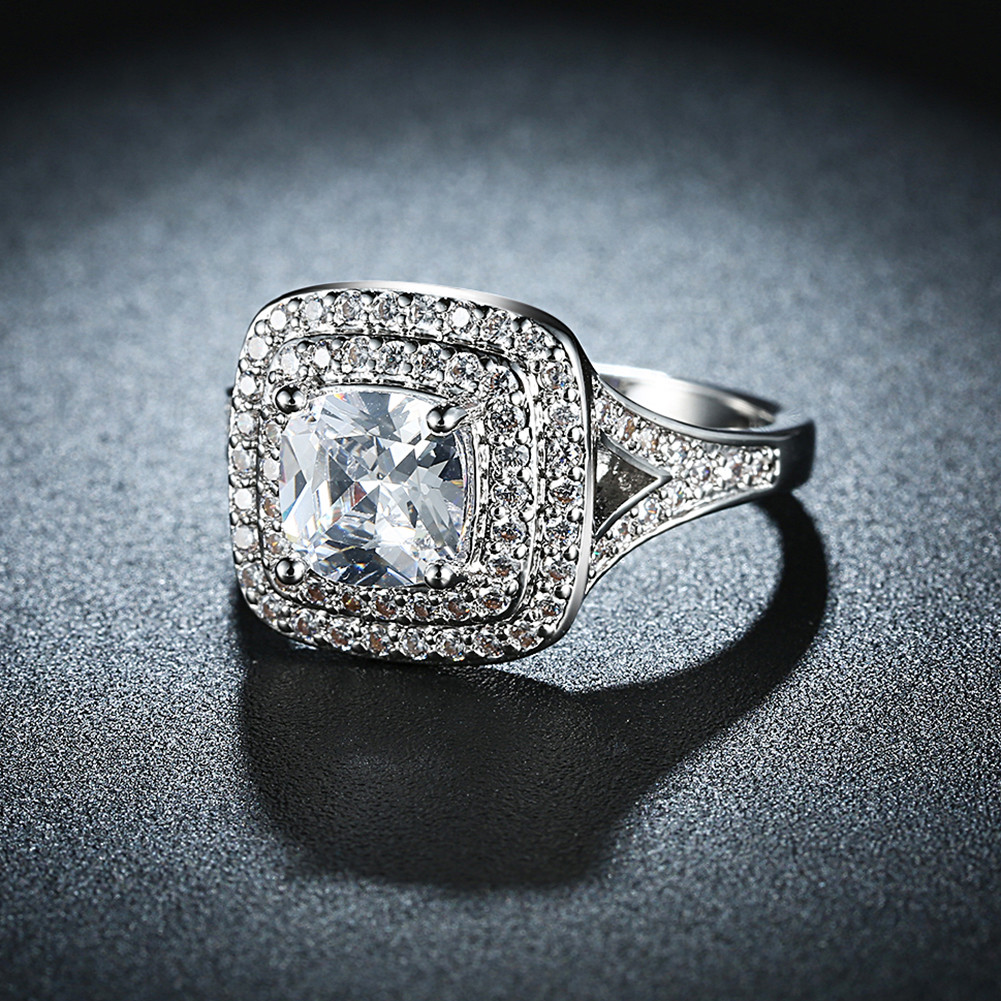Zircon Platinum Plated Rhinestones Gift Wedding Jewelry Finger Rings