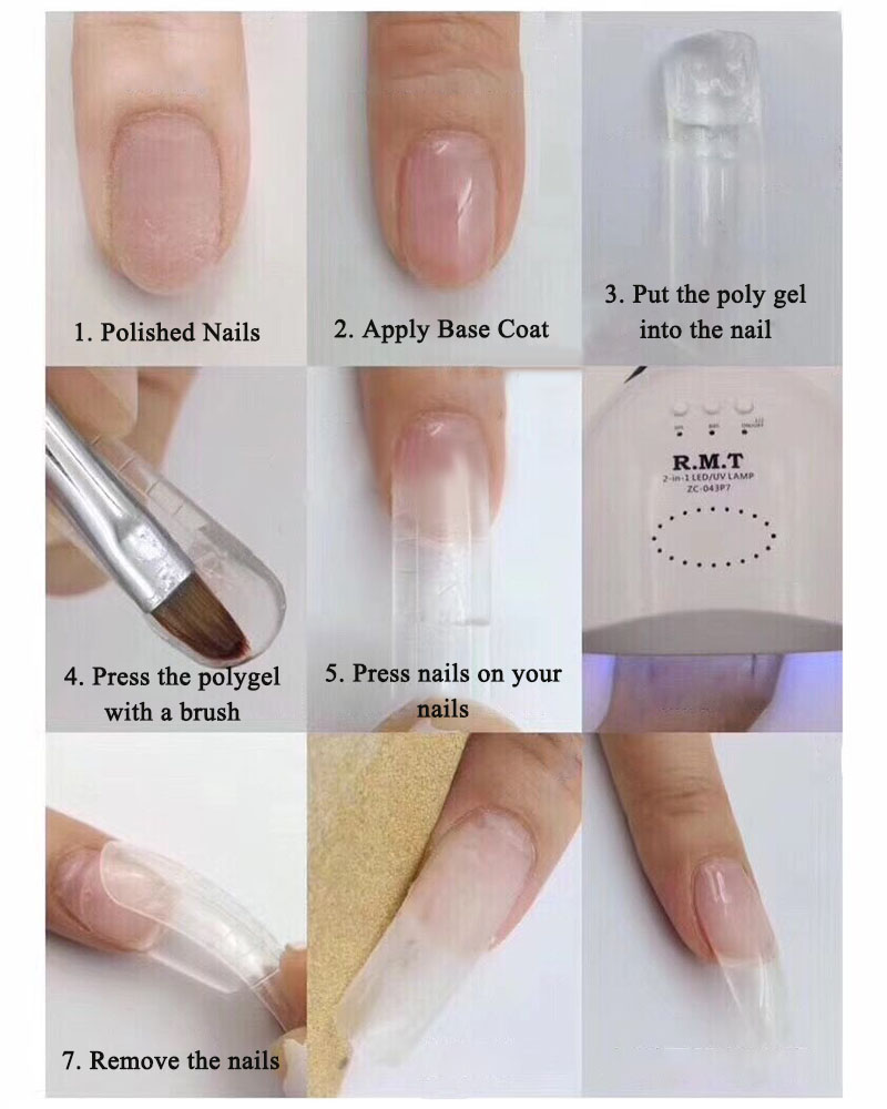 UV Poly Gel With Nail Brush 100Pcs False Tips
