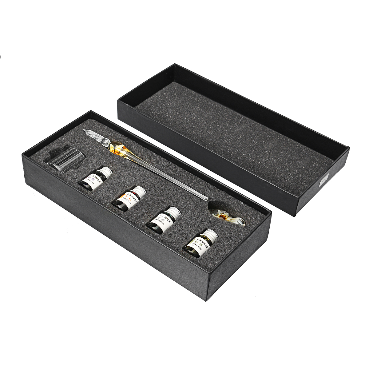 Crystal Glass Dip Pen Set Glass Sign Pen Non-carbon Ink Fountain Signature Writing with Gift Box