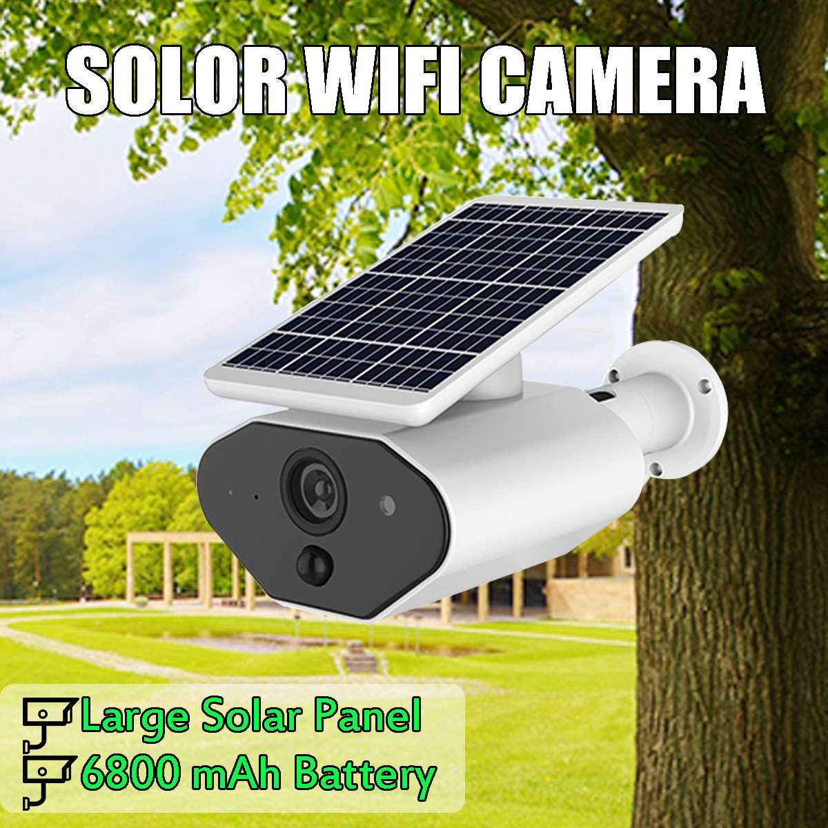 Solar Powered Wireless WiFi 1080P IP Camera Waterproof 143° Angle Night Vesion Two Way Intercom 12