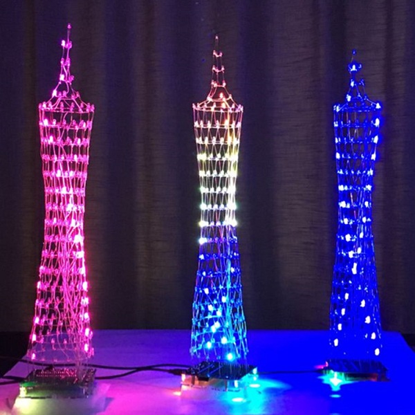 DIY Little Bunt LED Light Cube Canton Tower  IR Remote Control Electronic Kit 