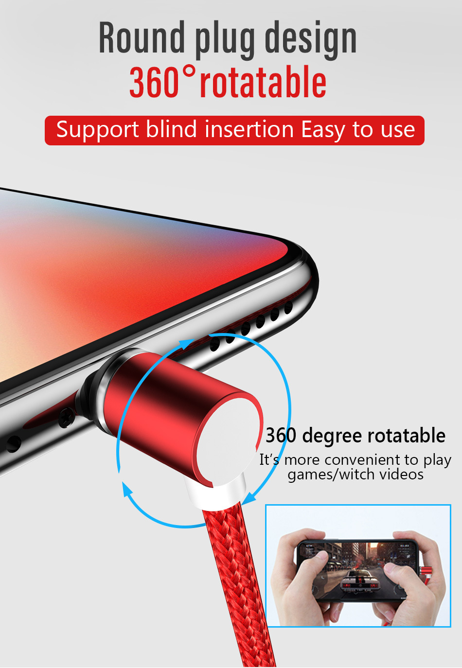 Bakeey 2.1A Type-C Micro USB 360 Degree Suction Fishing Magnetic Data Cable For HUAWEI P30 Oneplus 7 MI9 S10 S10+