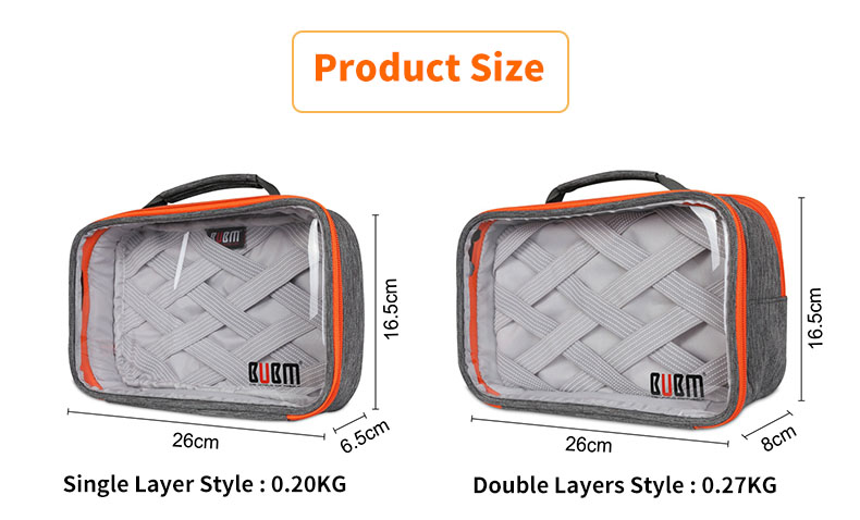 BUBM TTR Multi-functional Portable Transparent Electronics Accessories Organizer Cosmetic Bag