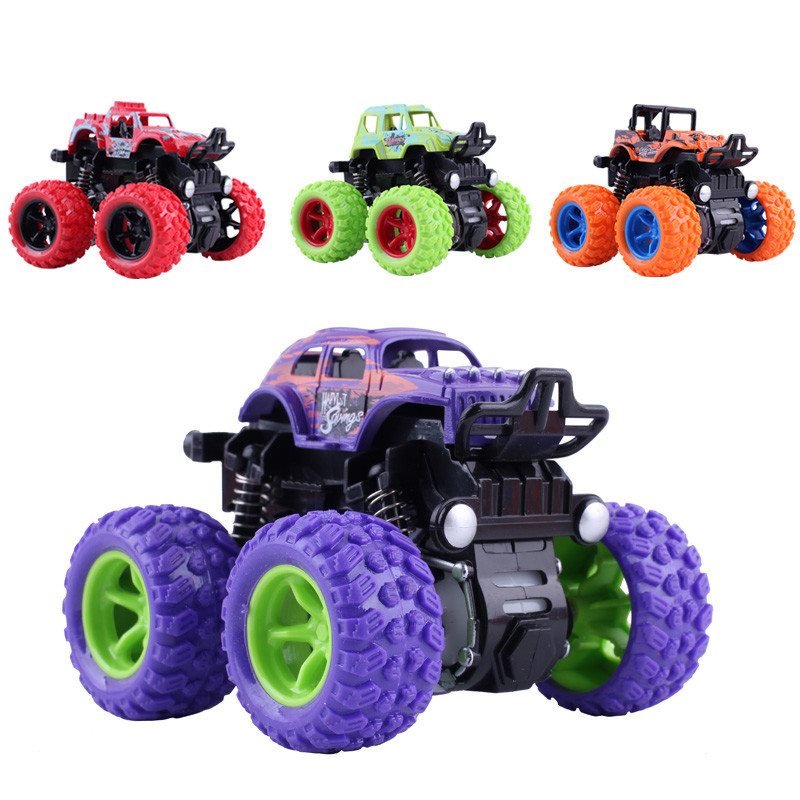 Classic Pull Back Big Foot Wheel Drive Car 9cm Rotatable Friction Power Shockproof Inertial Blocks Toys 34