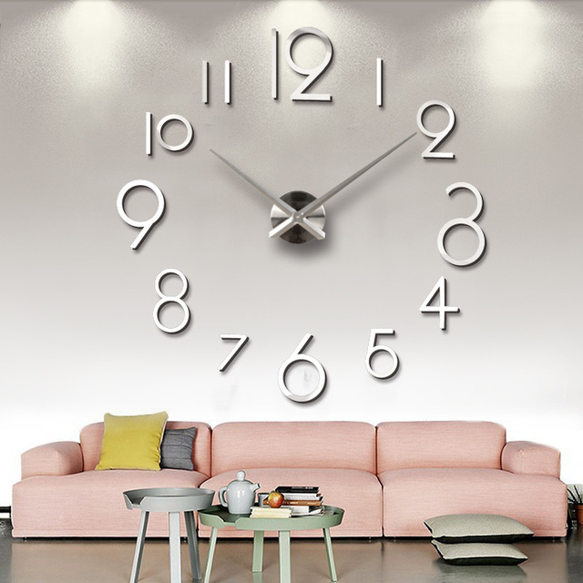 Creative Personality Simple Fashion Wall Clock 3d Acrylic Mirror Wall Stickers Clock Living Room Diy Wall Clock