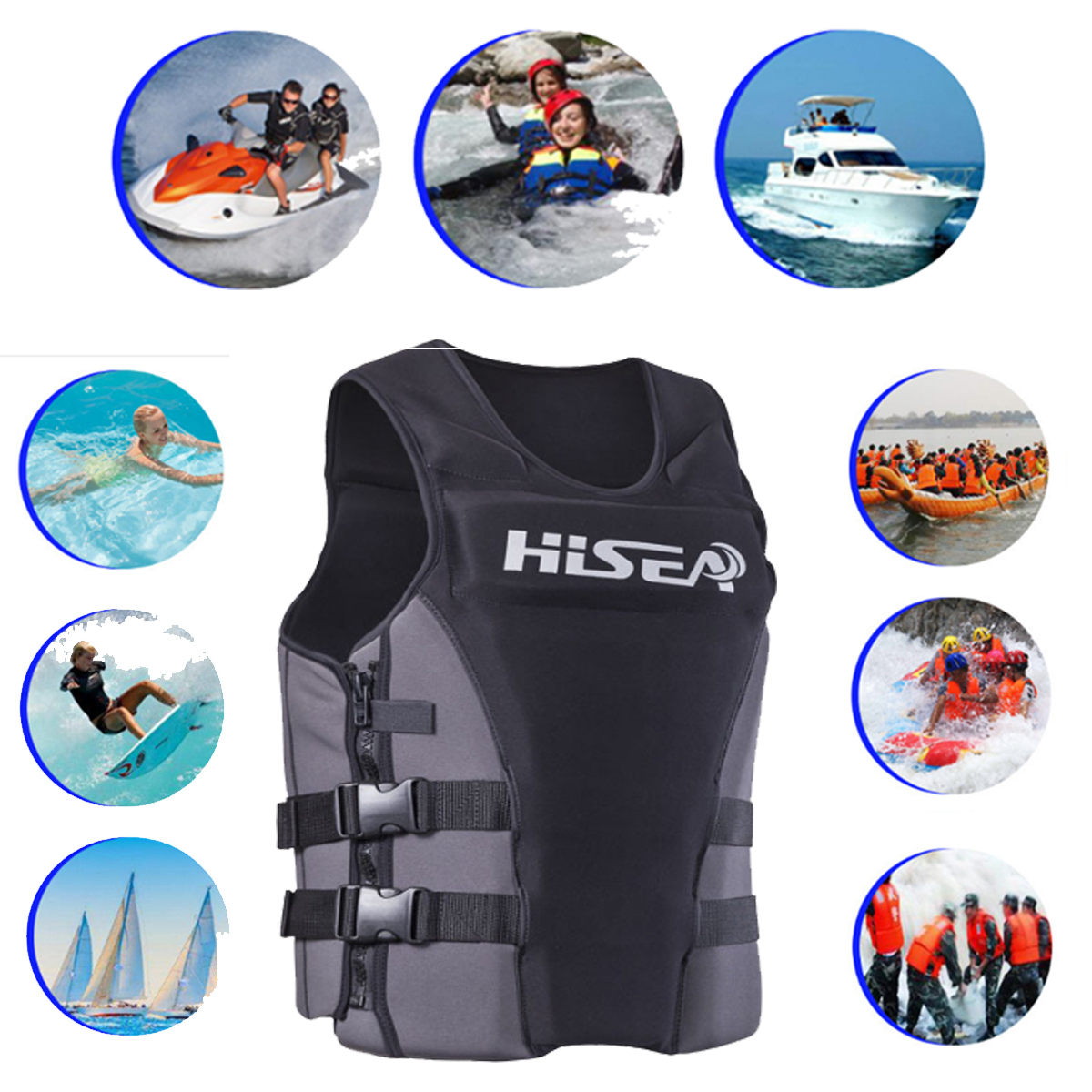 Adults Kids Life Jacket Premium Neoprene Vest Water Skiing Wakeboard PFD S M L XL XXL XXXL