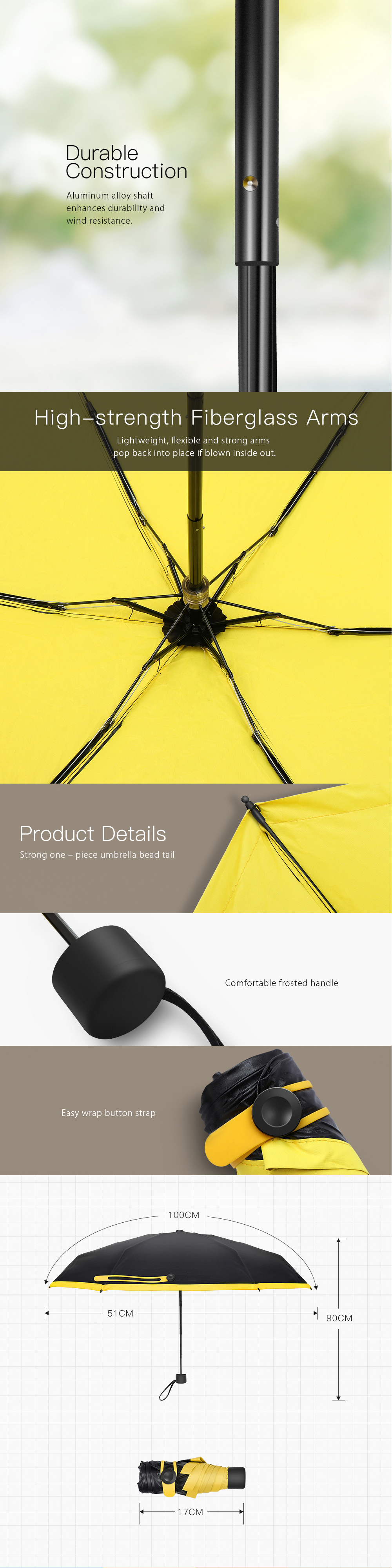 Xmund XD-HK6 Portable Mini Five Folding Pocket Umbrella UPF50+UV Rain Waterproof Sunshade 18
