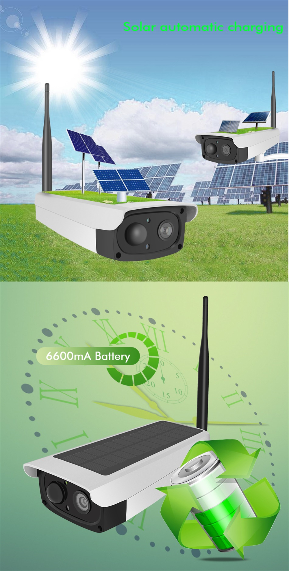 Solar Powered 1080P WiFi Video Surveillance Camera