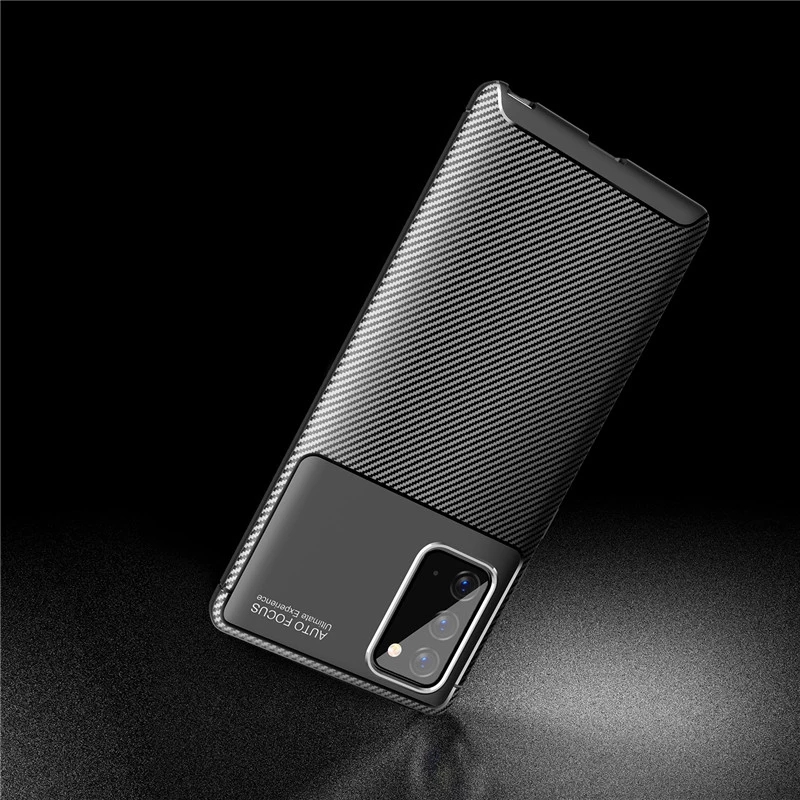 Bakeey for Samsung Galaxy Note 20 / Galaxy Note20 5G Case Luxury Carbon Fiber Pattern with Lens Protector Shockproof Silicone Protective Case