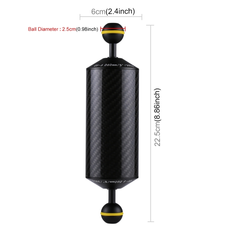 PULUZ PU3027 Double Ball Head 60mm Buoyancy Arm for Underwater Diving Photography