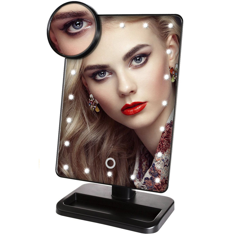 

KCASA KC-554 Bathroom Lighted Makeup Mirror Touch Sensor 20 LED Light Rotatable Shaving Vanity Mirrors with Removable 10x Magnifying Mirrors