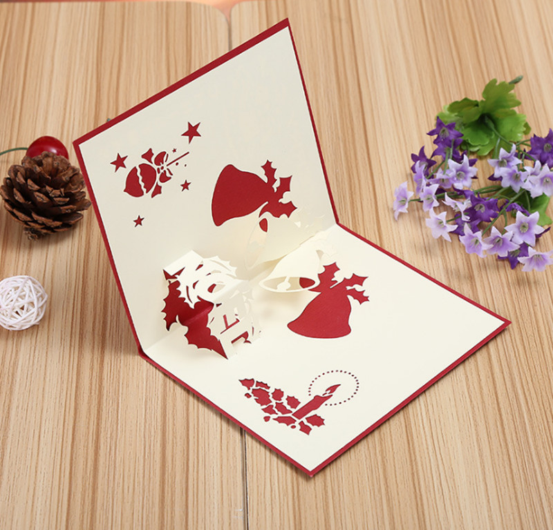 3D Pop Up Greeting Card Table Merry Christmas Post Card Gift Craft Paper DIY