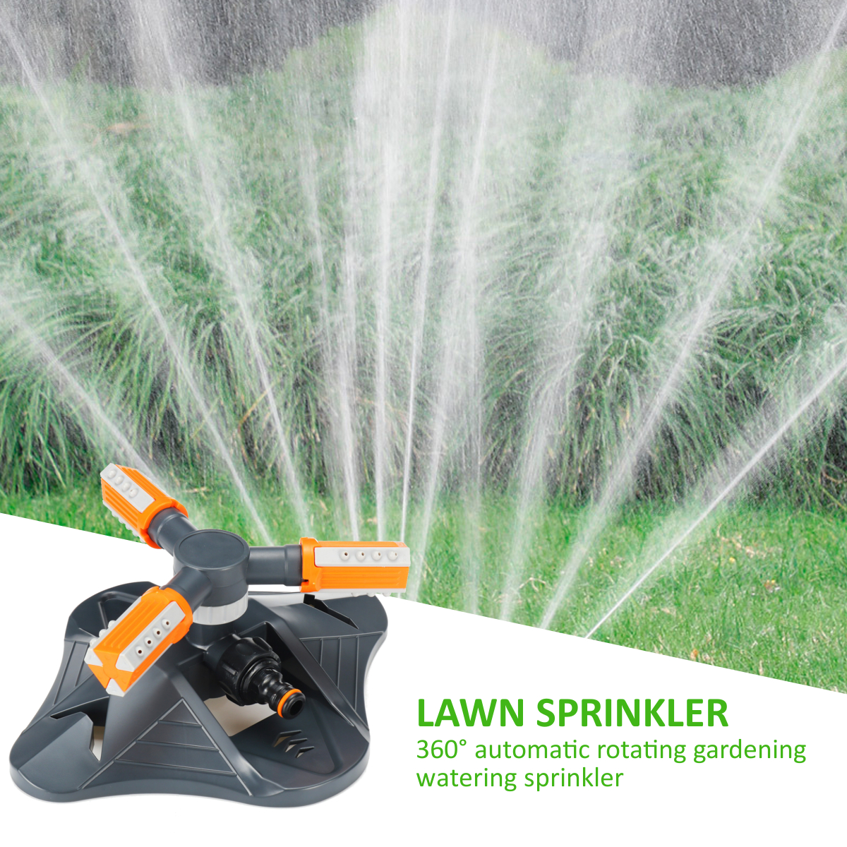 3 Arms Automatic 360° Rotation Lawn Sprinkler Spray Head Garden Irrigation Watering Tool