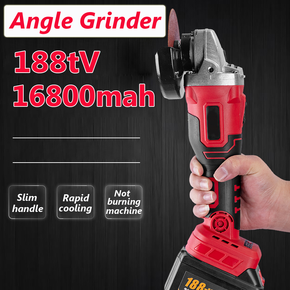 800W 42V Cordless Electric Angle Grinder Angle Grinding Machine Power Cutting Tool Set 