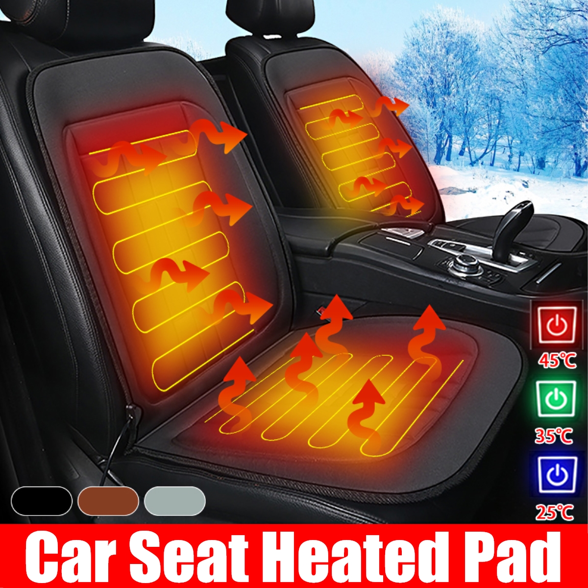 Universal 12V Car Seat Pad Cushion Cover Heating Chair Heater Pad Temperature