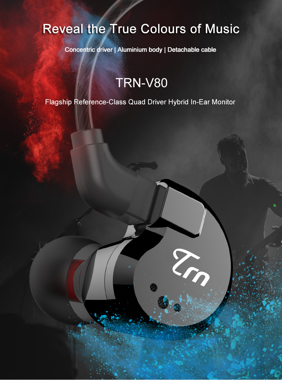 [8 Drivers] TRN V80 2BA+2DD Hybrid Earphone HiFi Dual Balanced Armature Dual Dynamic Bass Headphone 13