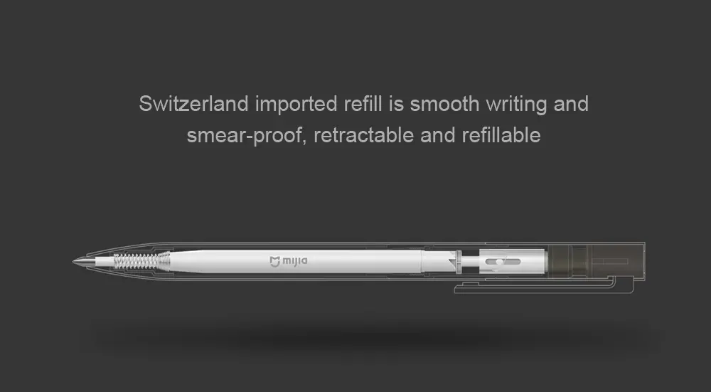 Original Xiaomi Mijia Metal Smooth Switzerland Black Refill MiKuni Japan Ink 0.5 Signing Pen Silver