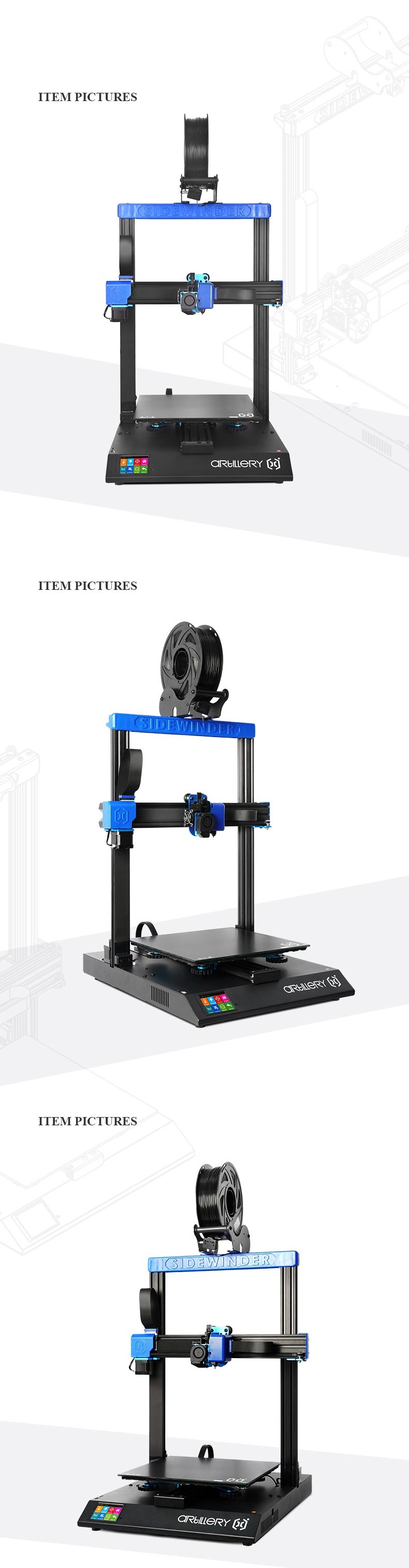 Artillery® Sidewinder X2 & Sidewinder X1 3D Printer Kit with 300*300*400mm Large Print Size Support Resume Printing&Filament Runout Detection With Dual Z axis/TFT Touch Screen