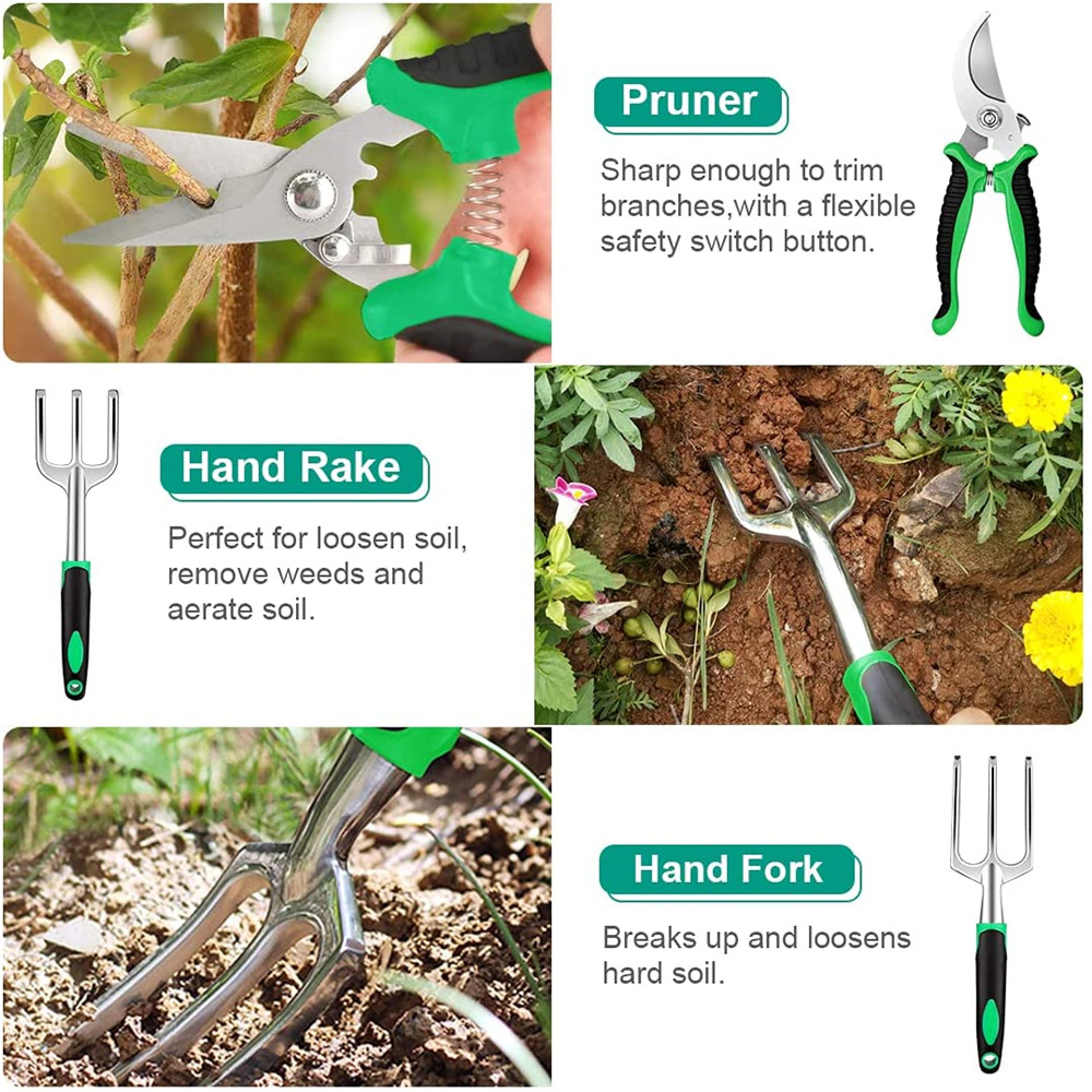 82 Pcs Aluminum Garden Tools Set Heavy Duty Gardening Tools with Soft Rubber Anti-skid Handle