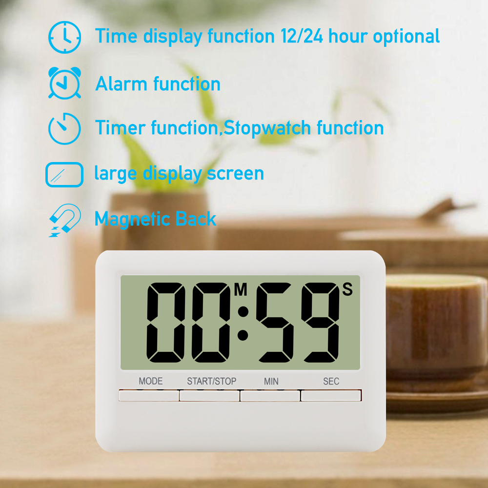 Magnetic Attraction Timer Clock for Cooking Large Screen Time Countdown Time Setting Electric Alarm Clock for Kitchen Device